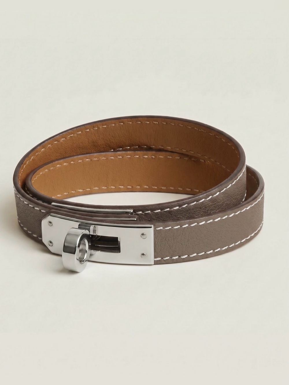 NEW Kelly Double Tour Bracelet in Etoupe and Palladium
